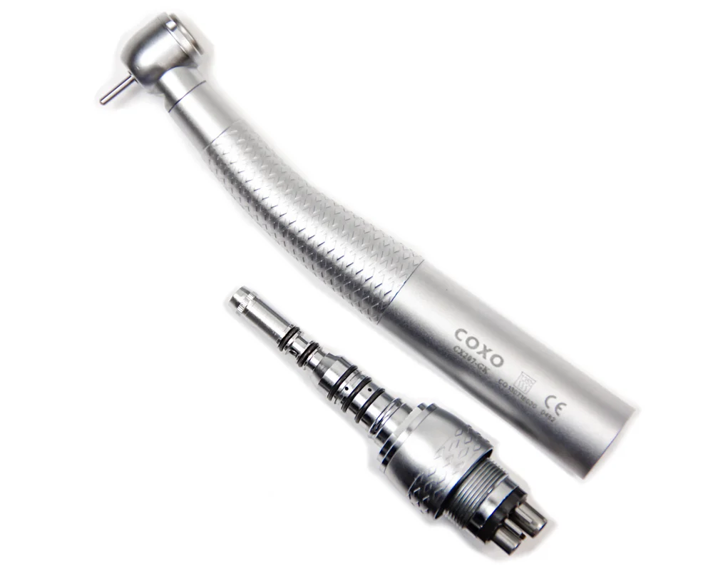 Турбинный наконечник COXO CX207-GK с фиброоптикой, с быстросъемным переходником тип KaVo. Ортопедическая головка. — Турбинные наконечники